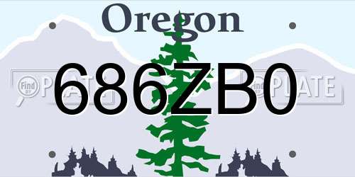 686ZB0 Oregon License Plate