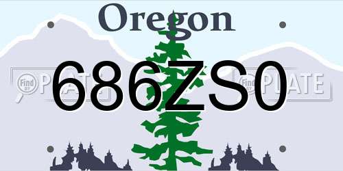 686ZS0 Oregon License Plate