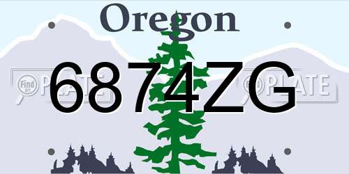 6874ZG Oregon License Plate