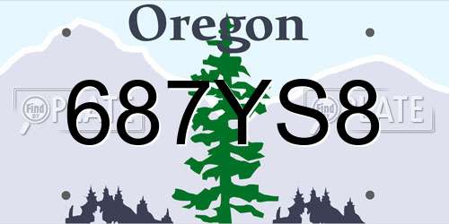687YS8 Oregon License Plate