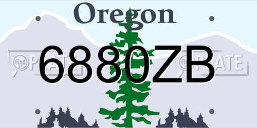 6880ZB Oregon License Plate