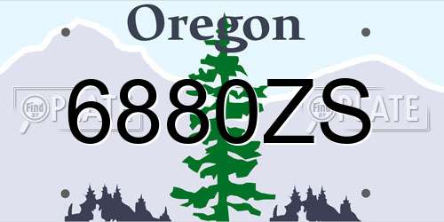 6880ZS Oregon License Plate