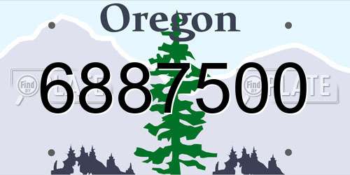 6887500 Oregon License Plate