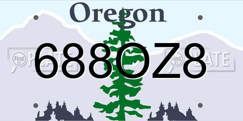 688OZ8 Oregon License Plate
