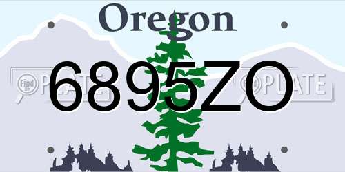 6895ZO Oregon License Plate