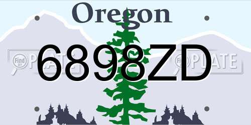 6898ZD Oregon License Plate