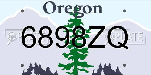 6898ZQ Oregon License Plate