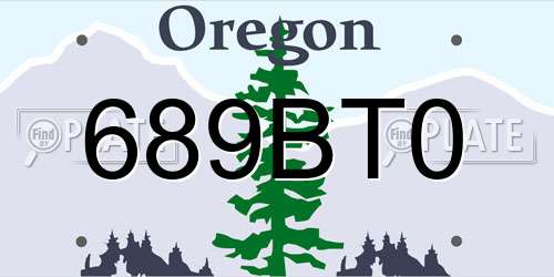 689BT0 Oregon License Plate