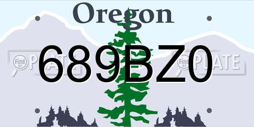 689BZ0 Oregon License Plate