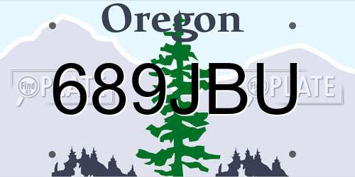 689JBU Oregon License Plate