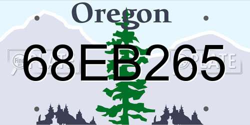 68EB265 Oregon License Plate