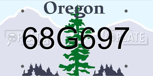 68G697 Oregon License Plate