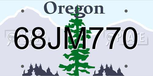 68JM770 Oregon License Plate