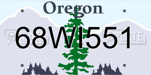 68WI551 Oregon License Plate
