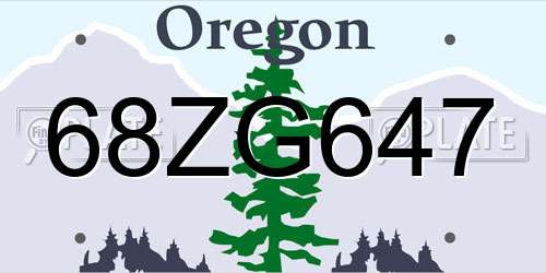 68ZG647 Oregon License Plate