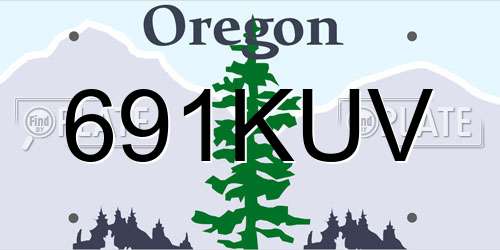 691KUV Oregon License Plate