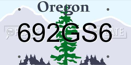 692GS6 Oregon License Plate