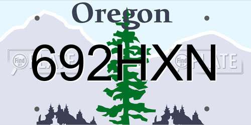 692HXN Oregon License Plate