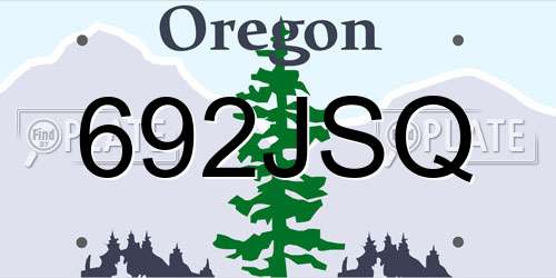 692JSQ Oregon License Plate