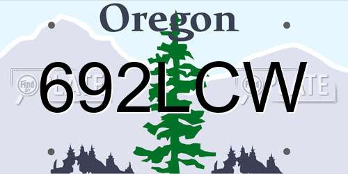 692LCW Oregon License Plate