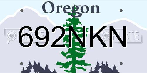 692NKN Oregon License Plate
