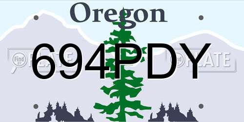694PDY Oregon License Plate