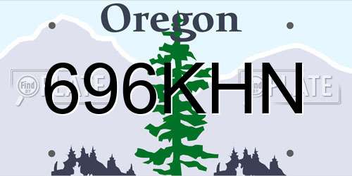 696KHN Oregon License Plate