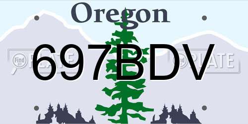 697BDV Oregon License Plate