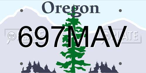 697MAV Oregon License Plate
