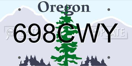 698CWY Oregon License Plate