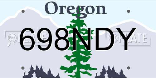 698NDY Oregon License Plate