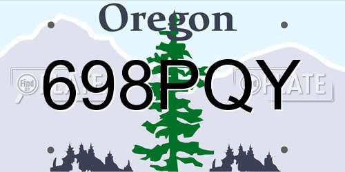 698PQY Oregon License Plate