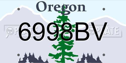 6998BV Oregon License Plate
