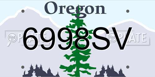 6998SV Oregon License Plate
