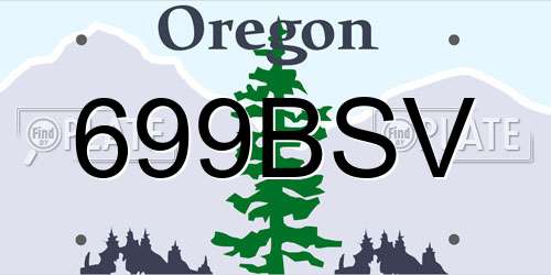 699BSV Oregon License Plate