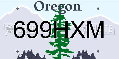 699HXM Oregon License Plate