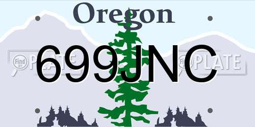 699JNC Oregon License Plate