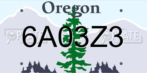 6A03Z3 Oregon License Plate