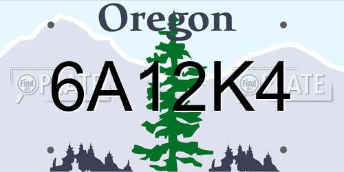 6A12K4 Oregon License Plate