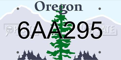 6AA295 Oregon License Plate