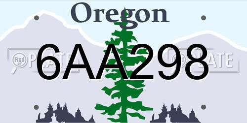 6AA298 Oregon License Plate