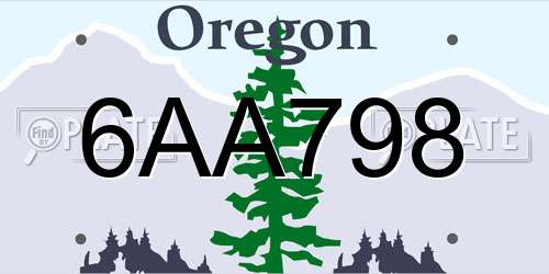 6AA798 Oregon License Plate