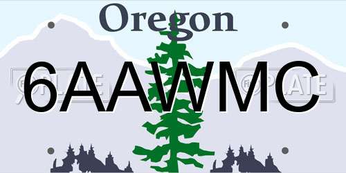 6AAWMC Oregon License Plate