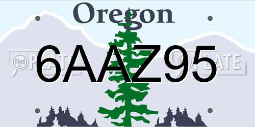 6AAZ95 Oregon License Plate