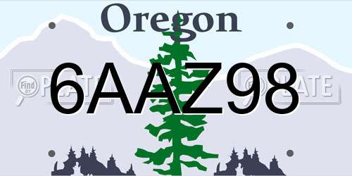 6AAZ98 Oregon License Plate