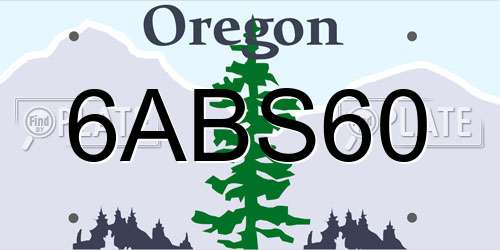 6ABS60 Oregon License Plate