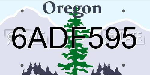 6ADF595 Oregon License Plate