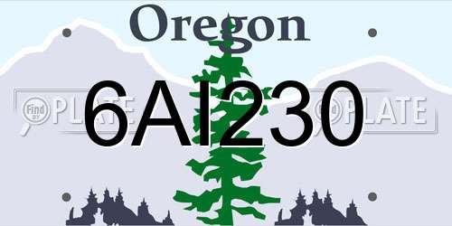 6AI230 Oregon License Plate