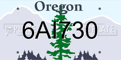 6AI730 Oregon License Plate