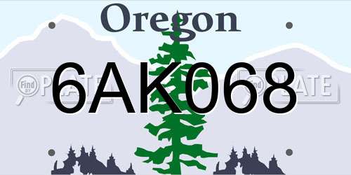 6AK068 Oregon License Plate
